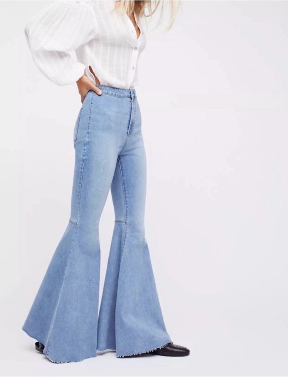 Free people Just Float On High Waist Flare Jeans sz‎ 27 stretch